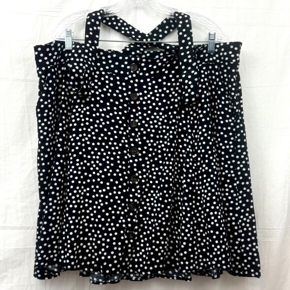Torrid Polka Dot Tie Waist Button Skirt w/Pockets Women +Size 2 Black White - Picture 1 of 10